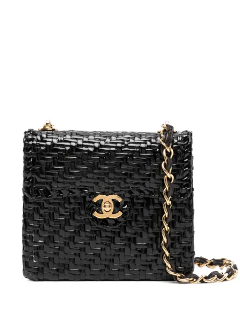 CHANEL Pre-Owned 2001 wicker flap crossbody bag Black CHANELWICKERMINIFLAP