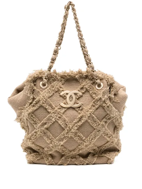 CHANEL Pre-Owned Raffia tweed tote bag Neutrals CHANELRAFFIATOTE