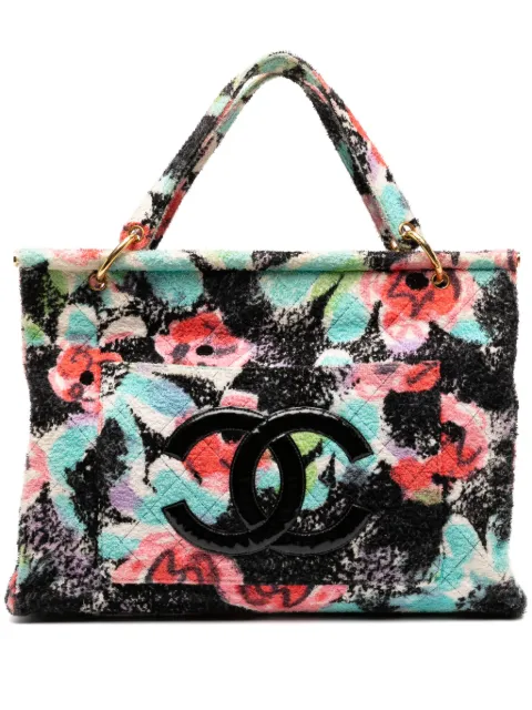 CHANEL Pre-Owned 1997 Graffiti Floral Tropical Beach Pool Resort Tote Bag Black CHANEL1997SPRINGRUNWAYFLORAL
