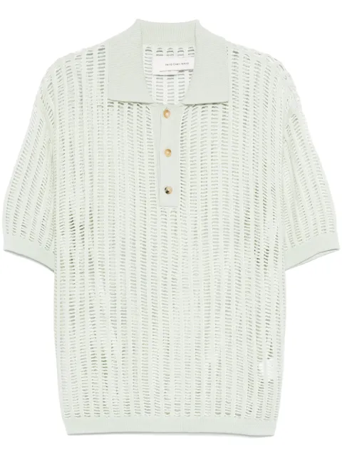 Feng Chen Wang open-knit polo shirt Green FUS19KT01G
