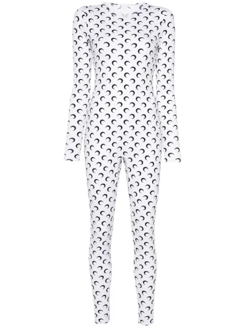 Marine Serre logo-print jersey catsuit White WJS002ACJER0001WH00