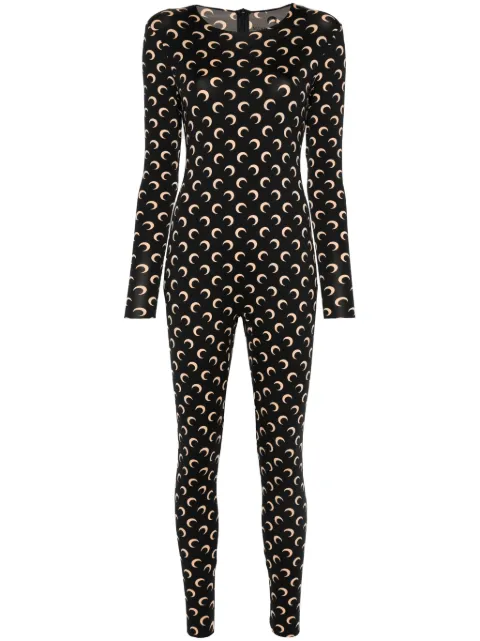 Marine Serre Moon-print jumpsuit Black WJS002ACJER0001IT99
