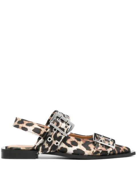 GANNI leopard-print slingback ballet flats Neutrals S2947