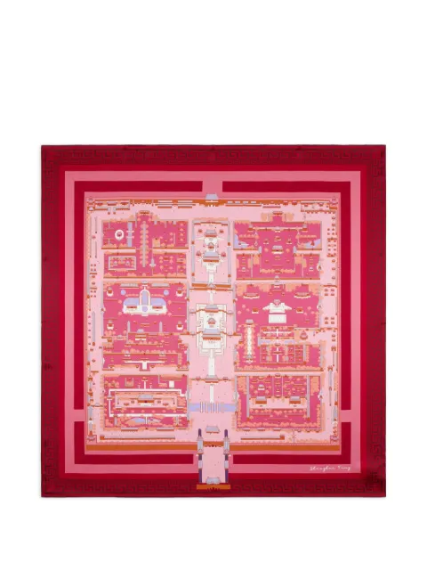 Shanghai Tang double happiness print silk scarf Pink A5MAS233DN00