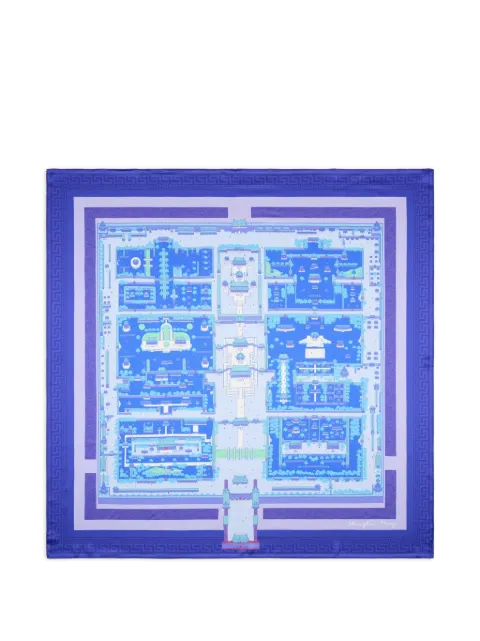 Shanghai Tang double happiness print silk foulard Blue A5MAS233AP00