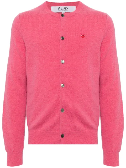Comme Des Garçons Play heart-patch wool cardigan Pink AXN079051