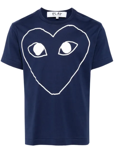 Comme Des Garçons Play signature heart print cotton T-shirt Blue AXT182051