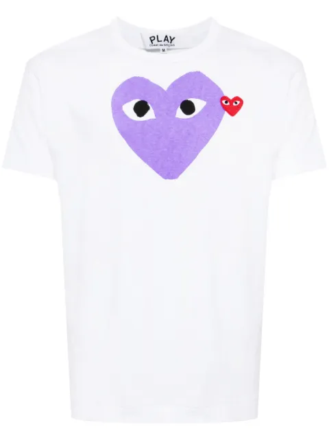 Comme Des Garçons Play signature heart motif cotton T-shirt White AXT106051