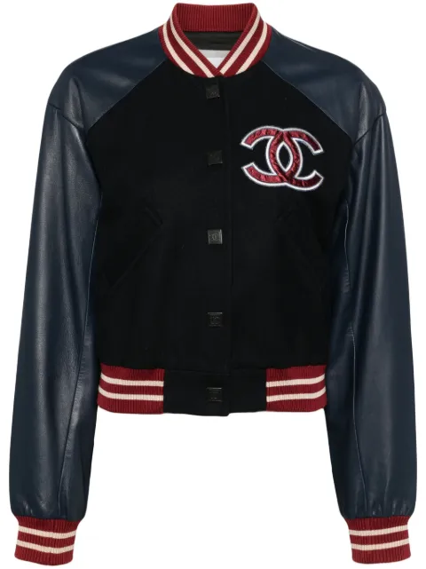 CHANEL Pre-Owned 2004 Spring Letterman bomber jacket Blue 04PP23442W03353B2554