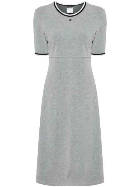 CHANEL Pre-Owned crew neck short sleeves dress Grey 98PP11147V06479H0098