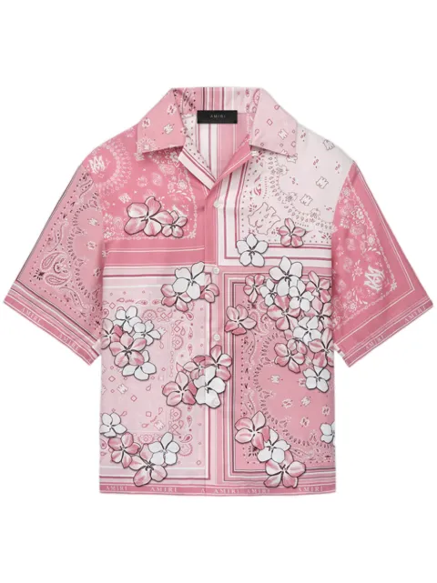 AMIRI bandana floral bowling shirt Pink AMSTBW1007
