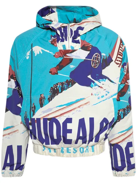 RHUDE Deux Resort-print windbreaker Blue RHPF24JA01016