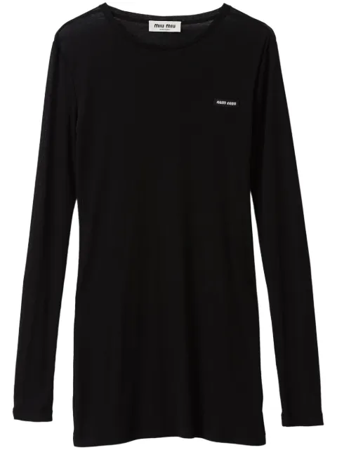 Miu Miu ribbed knit jersey dress Black MJA842S231133O