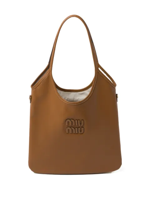 Miu Miu Ivy logo-patch leather shoulder bag Brown 5BG231VMLN2CRW