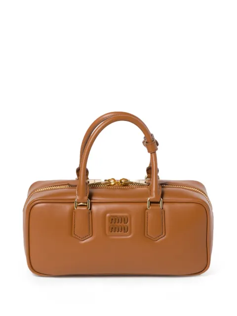 Miu Miu large Arcadie leather tote bag Brown 5BB148VOON2CR3