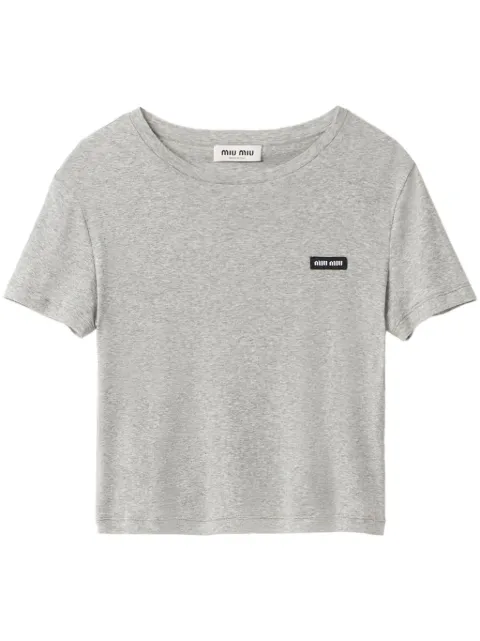 Miu Miu ribbed jersey T-shirt Grey MJN466S231133O