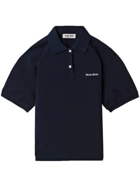 Miu Miu cotton piqué polo shirt Blue MJN535SOOO14RW