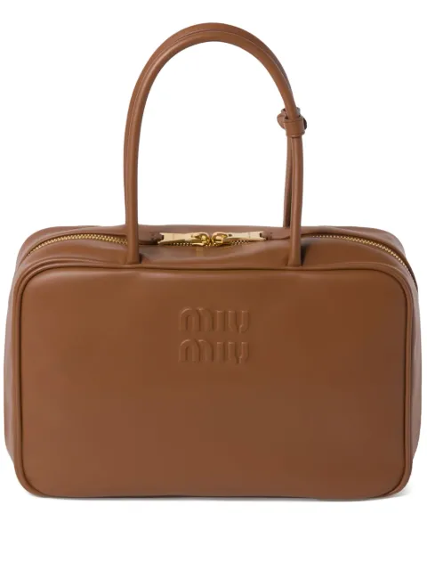 Miu Miu large Beau leather tote bag Brown 5BB117VMON2CRW