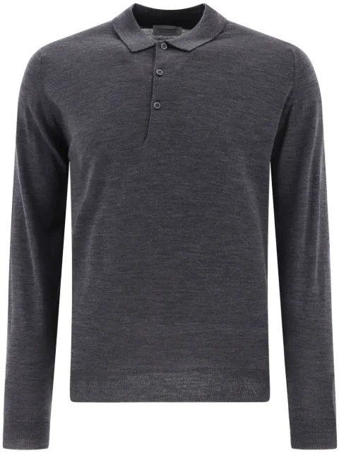 John Smedley merino wool polo shirt Grey BELPER