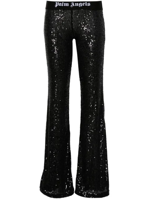 Palm Angels logo-tape trousers Black PWCA101F24FAB003