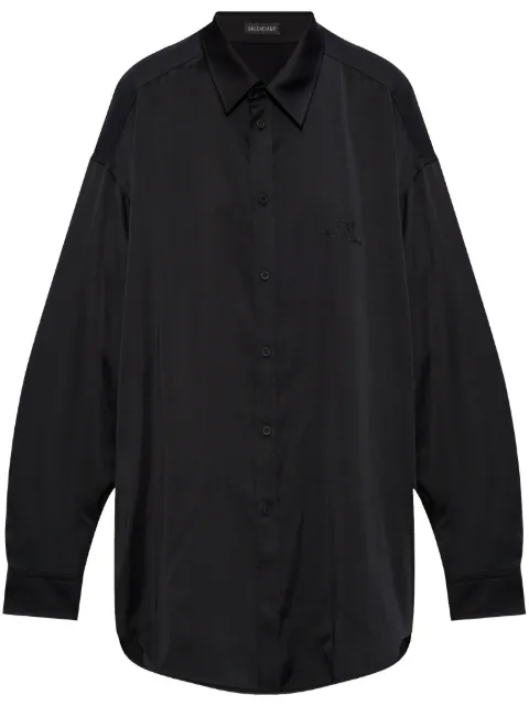 Balenciaga logo-embroidered shirt Black 796980TMO31