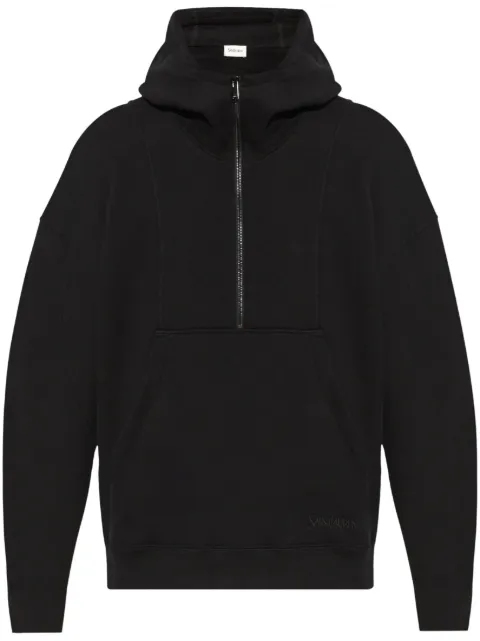 Saint Laurent logo-embroidered half-zip hoodie Black 802136Y36SW1000