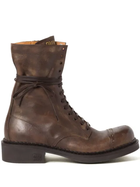 Miu Miu Leather Laced boots (35mm) Brown 5U316EFG0352KJ