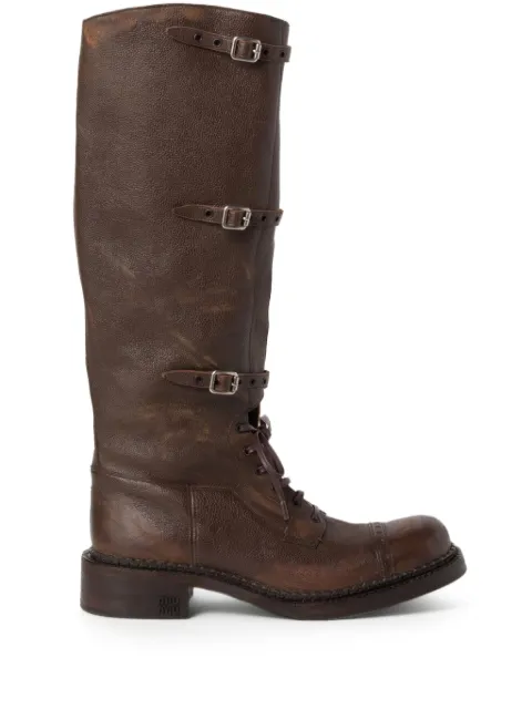 Miu Miu lace-up leather boots Brown 5W315EFG0352KJ