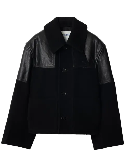 Burberry panelled leather-wool jacket Black 8098600