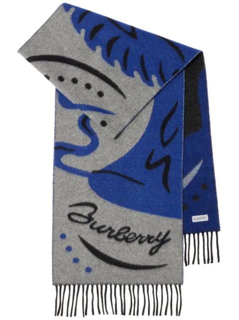 Burberry Mirrored Horse cashmere scarf Blue 8099741