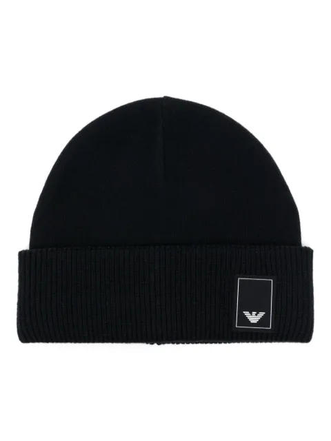 Emporio Armani logo-patch beanie hat Blue EM000431AF10401