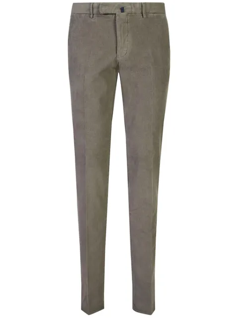 Incotex logo-tag corduroy trousers Green 1W003040927