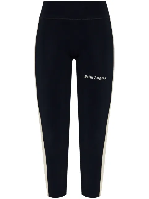 Palm Angels logo-print cropped leggings Black PWVG008C99FAB0011003