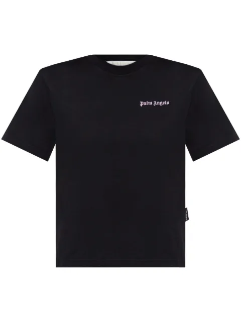 Palm Angels logo-embroidered T-shirt Black PWAA044F24JER0011036