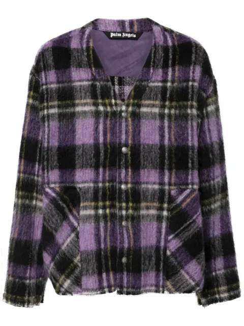 Palm Angels plaid-check cardigan Purple PMES030F24FAB0013503