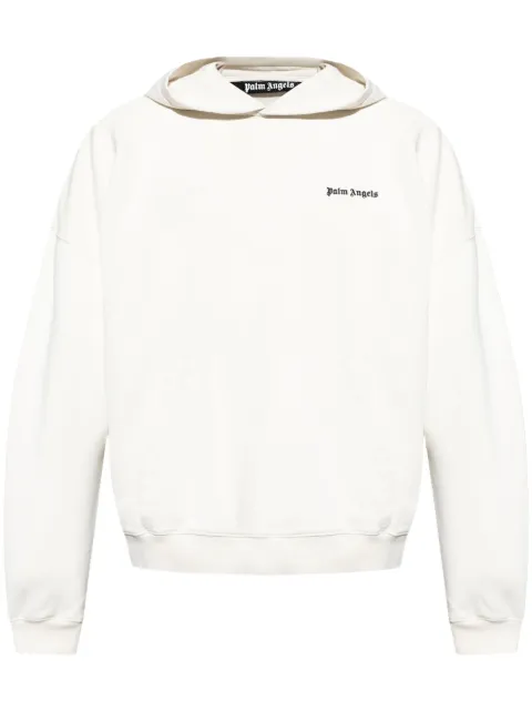 Palm Angels logo-embroidered hoodie White PMBB153C99FLE002