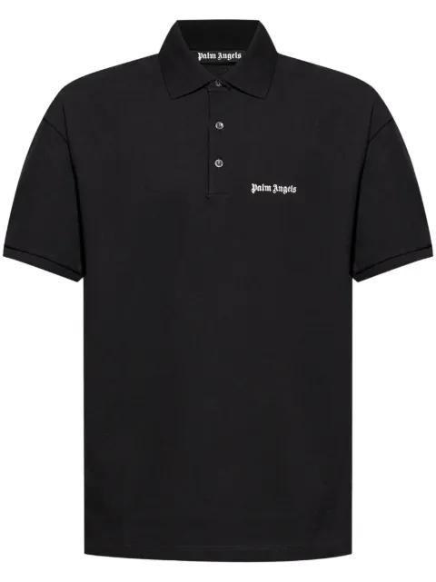 Palm Angels logo-embroidered polo shirt Black PMGB012C99FAB0011003