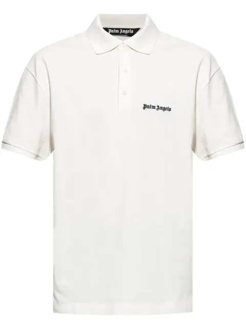 Palm Angels logo-embroidered polo shirt White PMGB012C99FAB0010310