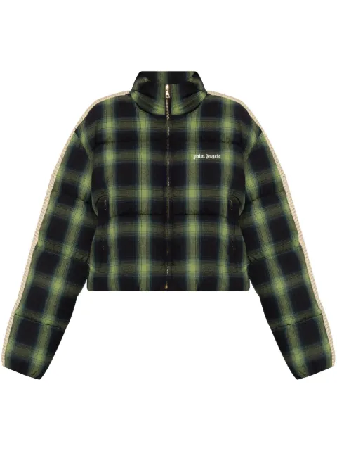 Palm Angels check-pattern puffer jacket Black PWED018F24FAB0025503