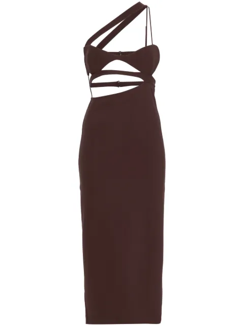 Nensi Dojaka asymmetric midi dress Brown NDAW24DR220