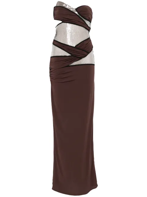 Nensi Dojaka sequin-embellished maxi dress Brown NDAW24DR211