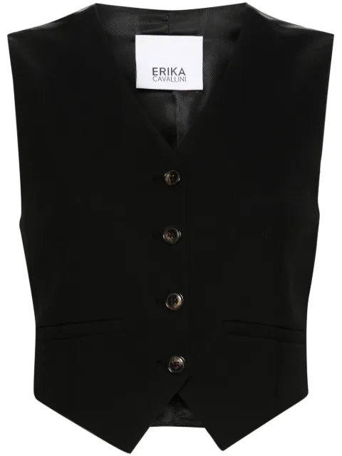 Erika Cavallini single-breasted cropped waistcoat Black P4WR08