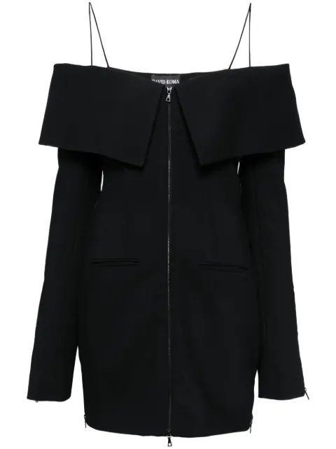 David Koma layered-shoulder tailored mini dress Black PF24DK48D