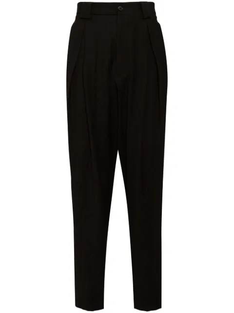 Giorgio Armani single-pleat flannel trousers Brown GM000671TE10962