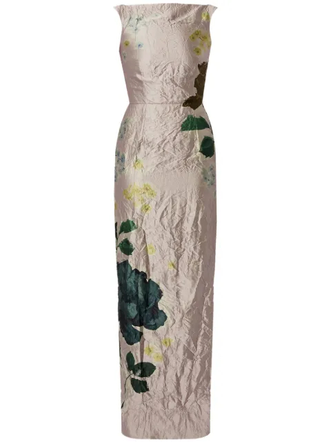 ERDEM Margot floral-print crinkled maxi dress Pink PS25G6LMTSTEXTUREDSATINMARGOT