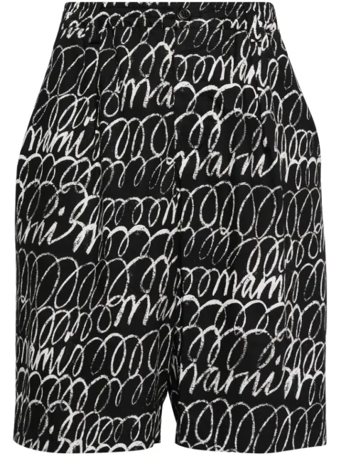 Marni echoes-print cotton shorts Black PUMU0049M5UTC408