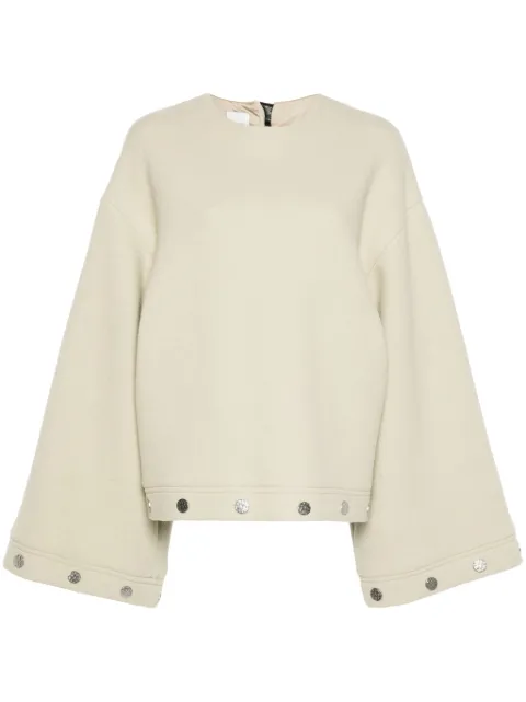 Nanushka studded bell-sleeves top Neutrals NW24FWTP39771