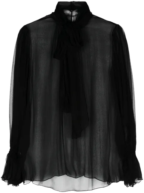 NISSA silk blouse Black TOP15339BLACK