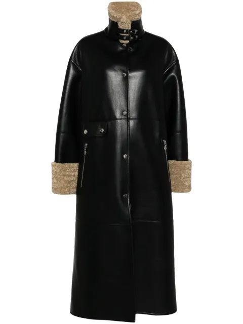 Nanushka faux-shearling-trim coat Black NW24FWOW38370
