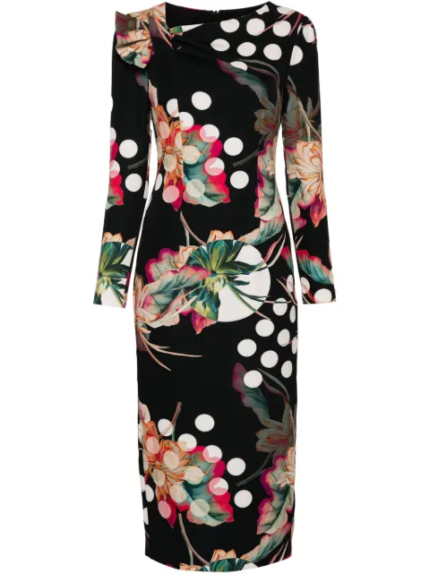 NISSA floral-print midi dress Black RZ15285